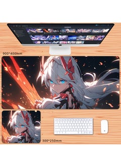 No Overlock Honkai Impact 3 Mouse Pad Extra Large Animation Kiana Dem Lisa Alicia Two-Dimensional Notebook-Color:70x35cm Thickness 3mm-Pattern:The Law Of Salary Inflammation