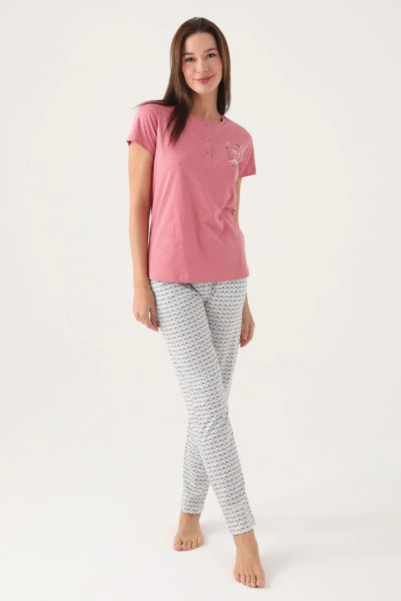 ارنيتا Button-down Collar Pocket Women's Pajama Set, Plus Size Pajama Set, 100% Cotton Women's Pajamas