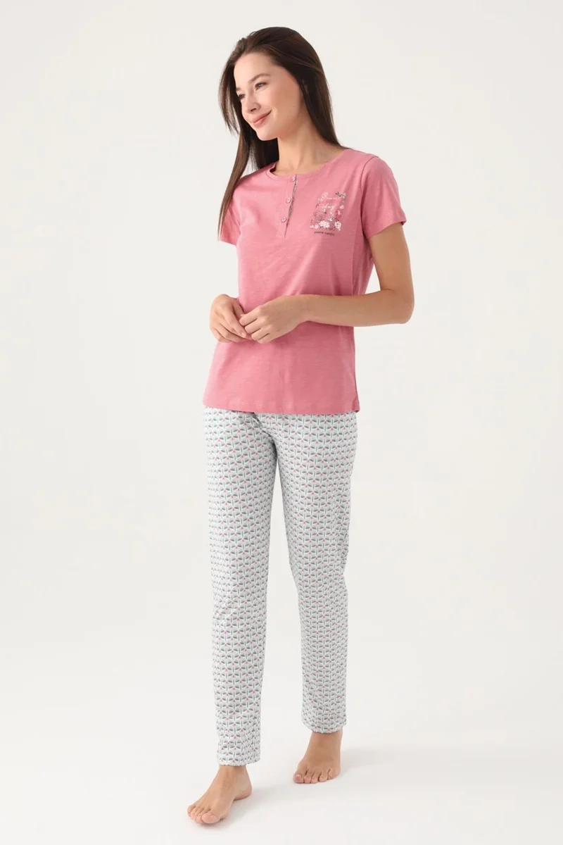 ارنيتا Button-down Collar Pocket Women's Pajama Set, Plus Size Pajama Set, 100% Cotton Women's Pajamas