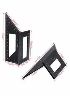 Excefore Multifunctional T-Shaped Woodworking Ruler, Saddle Layout Square Ruler For Woodworking, 45/45 Degree-90/45 Degree Square Layout Miter Measuring Ruler, Aluminum Alloy Formwork Tool (Black)  - Image 2