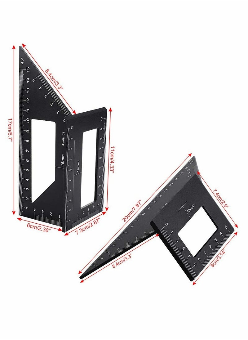 Excefore - Multifunctional T-Shaped Woodworking Ruler, Saddle Layout Square Ruler For Woodworking, 45/45 Degree-90/45 Degree Square Layout Miter Measuring Ruler, Aluminum Alloy Formwork Tool (Black) - Image 1