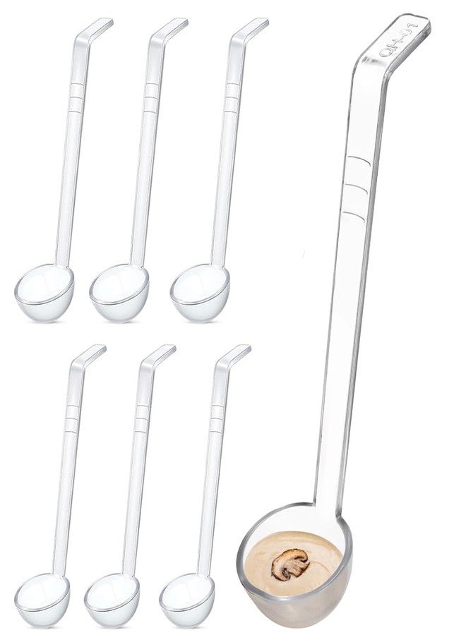 Cangfort 1 oz Clear Small Ladle Mini Ladle for Sauce Long Handle Plastic Punch Bowl Serving Spoons for Dressing Soup Cocktail Gravy Fruit Juices Party Banquets Catering(6pcs, 8.07"x2.16") - Image 1