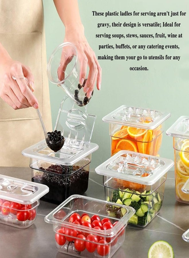 Cangfort 1 oz Clear Small Ladle Mini Ladle for Sauce Long Handle Plastic Punch Bowl Serving Spoons for Dressing Soup Cocktail Gravy Fruit Juices Party Banquets Catering(6pcs, 8.07"x2.16") - Image 3