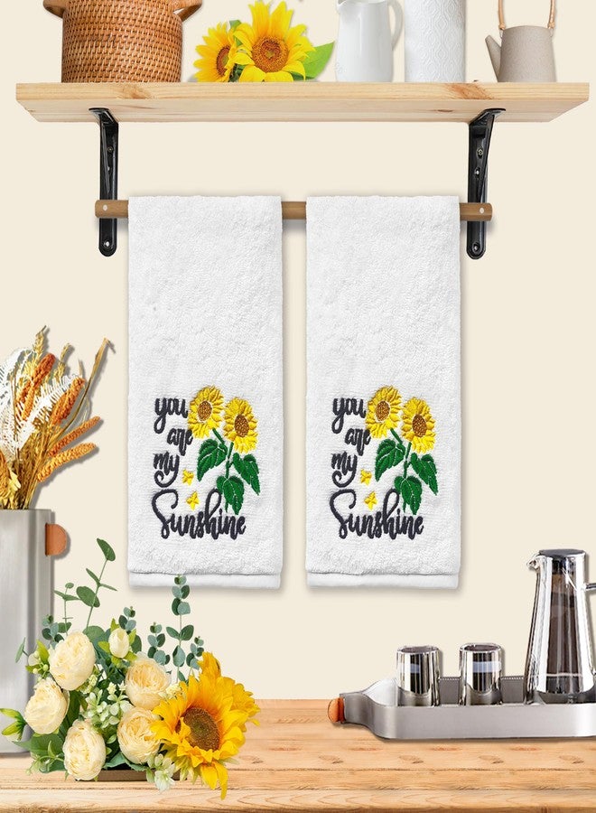 FUTBU Sunflower Hand Towels for Bathroom Set of 2, Sunflower Bathroom Decor Embroidered You are My Sunshine Pattern, Sun Flower Hand Towels, 100% Cotton Soft Towels for Kitchen Bath 14x30 Inches - Image 5