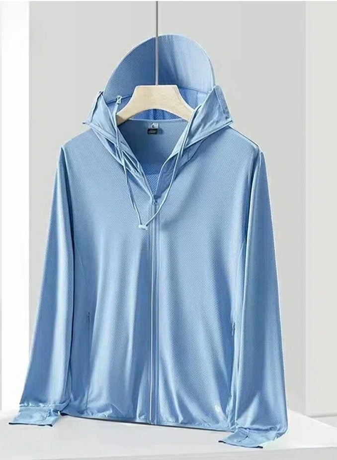 إسكدنيا سترة حماية من الشمس فوق الخفيفة رقيقة التنفس هودي ملابس السماء الزرقاء - Image 1