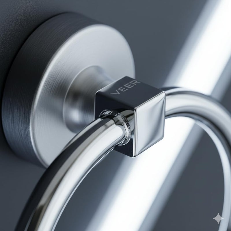 CCCEI Stainless Steel Sqaure Concealed SS Bathroom Towel Ring | Wall Mounted Towel Holder for Wash Basin | Toilet Paper Roll Holder, Kitchen Towel Hanger, Napkin Stand (Oval) - Image 5