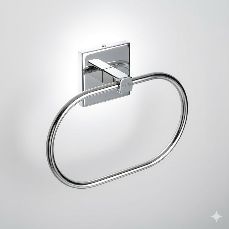 CCCEI Stainless Steel Sqaure Concealed SS Bathroom Towel Ring | Wall Mounted Towel Holder for Wash Basin | Toilet Paper Roll Holder, Kitchen Towel Hanger, Napkin Stand (Oval) - Image 1