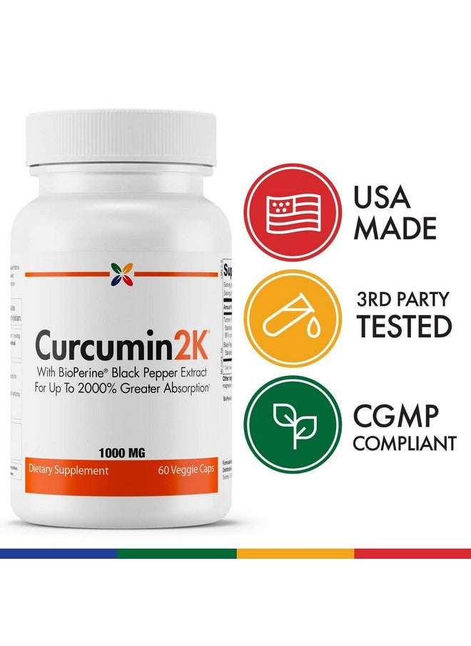 stop aging now - Stop Aging Now - Curcumin2K Formula with BioPerine Black Pepper Extract for Up to 2000% Greater Absorption - 60 Veggie Caps - Image 1
