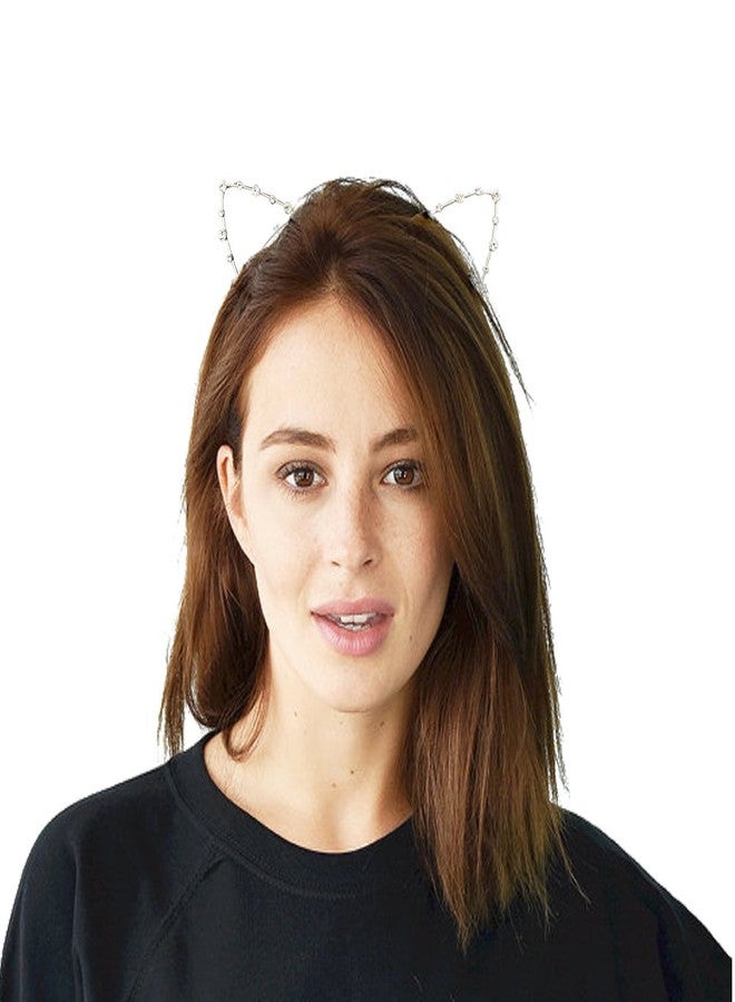 DRESHOW Rhinestone Cat Ears Headbands Kitty Crystal Hair Band for Girls and Women Pack of 2 Silver Gold Rhinestone Gold Sliver One Size - Image 2
