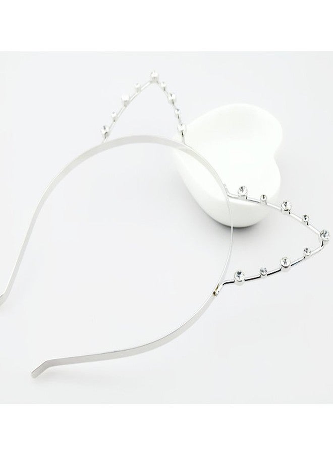 DRESHOW Rhinestone Cat Ears Headbands Kitty Crystal Hair Band for Girls and Women Pack of 2 Silver Gold Rhinestone Gold Sliver One Size - Image 5