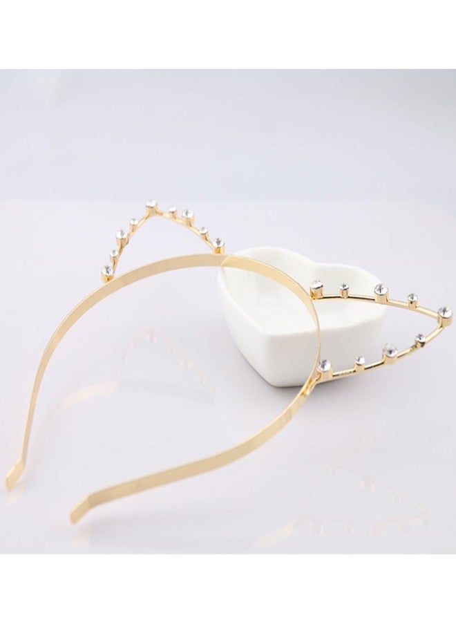 DRESHOW Rhinestone Cat Ears Headbands Kitty Crystal Hair Band for Girls and Women Pack of 2 Silver Gold Rhinestone Gold Sliver One Size - Image 4