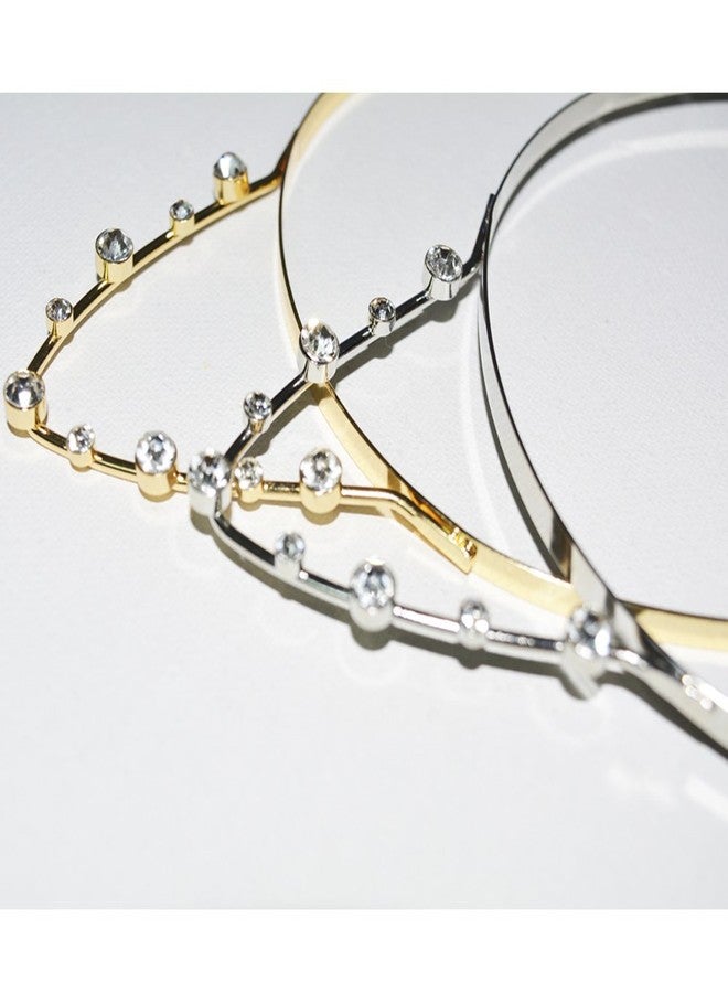 DRESHOW Rhinestone Cat Ears Headbands Kitty Crystal Hair Band for Girls and Women Pack of 2 Silver Gold Rhinestone Gold Sliver One Size - Image 3