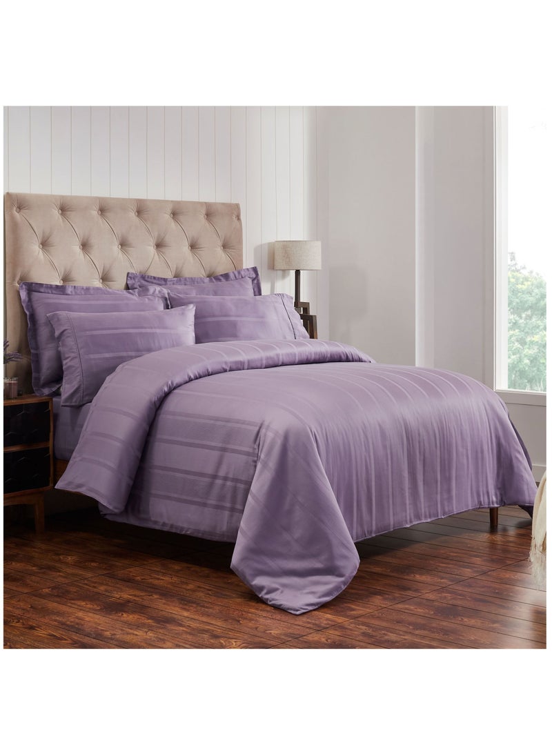 Donetella 9-Piece Hotel Style Cotton Comforter Set With Removable Filler and Bedskirt, King 260 x 240 Cm, Purple  - Image 1