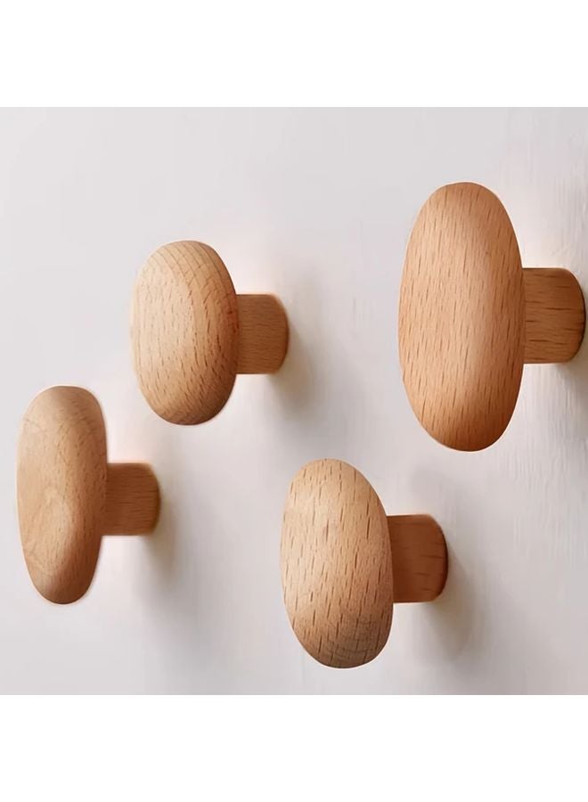 Beech Wood Wall Mounted Coat Rack Set of 4 Handcrafted Hanger for Backpacks Towels Hats - Image 3