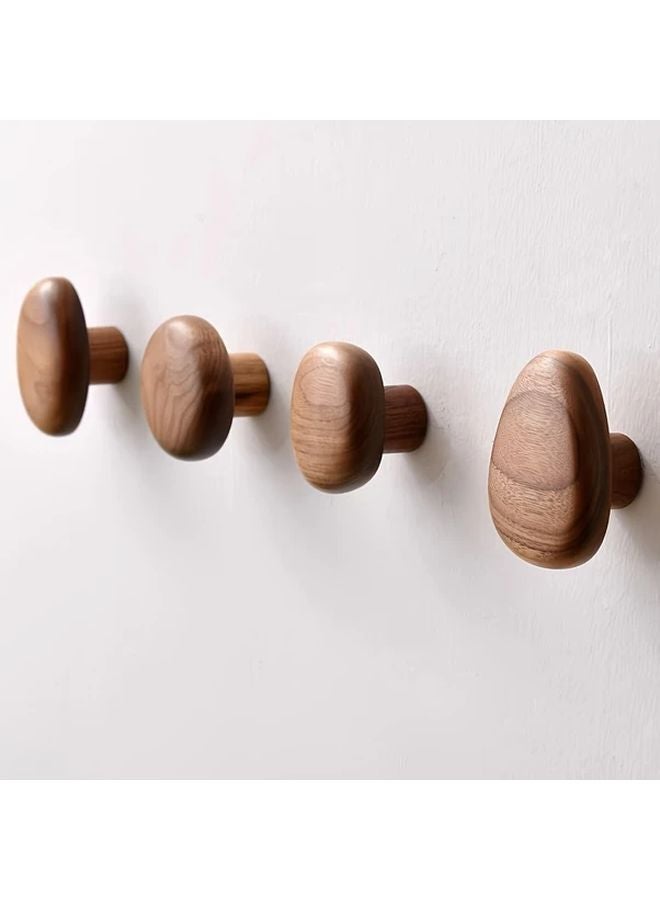 Beech Wood Wall Mounted Coat Rack Set of 4 Handcrafted Hanger for Backpacks Towels Hats - Image 2