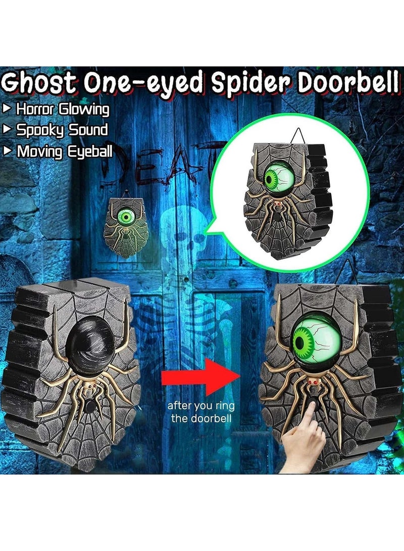 Decorative Spider Doorbell, Ghost Doorbell with Glowing/Creepy Sounds/Movable Eyeballs Halloween - Image 2