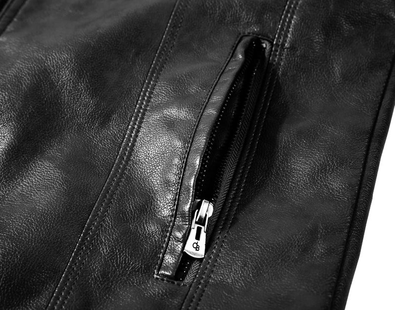 WULFUL Men's Stand Collar Leather Jacket Motorcycle Lightweight Faux Leather Outwear - Image 4