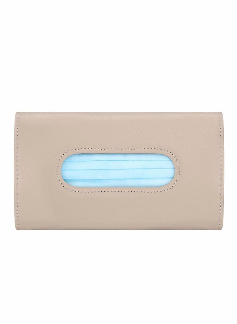 Excefore Visor Mask Holder for Car  Car Tissue Holder Visor Mask Dispenser for Car Visor Backseat Premium Leather Mask Visor Holder for Car Wipes Case for Car Sun Visor Tissue Holder (Beige) - Image 1