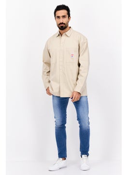 Wrangler Men Crew Neck Brand Logo Long Sleeve Shirt, Beige  - Image 4
