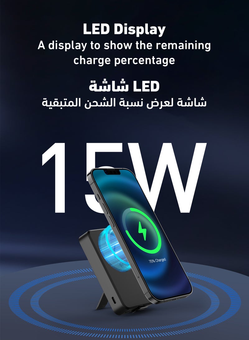 JODA MagQ 10 10000mAh Qi2 Magnetic Wireless Power Bank Black PD 20W with Built-in USB-C Cable – Fast Charging, Portable Power Solution for iPhone 📱, Samsung Galaxy 📲, Google Pixel 📱 🔋 - Image 3