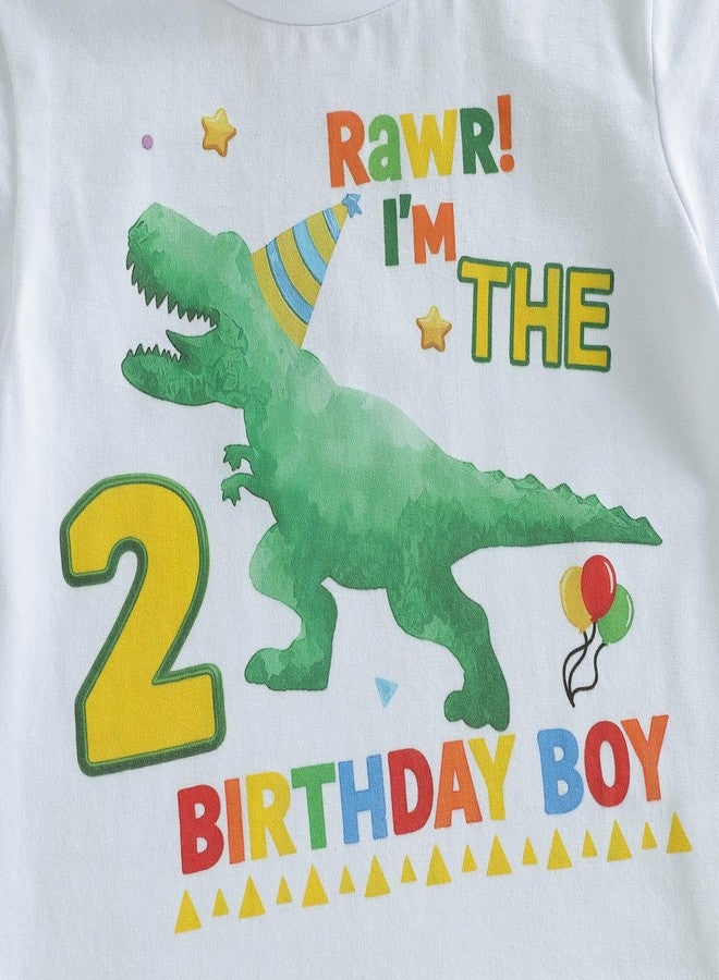 Fernvia Toddler Baby Boy Birthday Outfit 1st-5th Kids Shirt Tops + Shorts Set Dinosaur B-Day Party Summer Clothes (Army Green Two, 2-3T) - Image 4