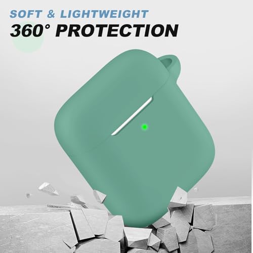 Woyinger for AirPods Case Cover, Come with Clean Pen，Soft Silicone Protective Cover for Women Men Compatible with Apple AirPods 2nd 1st Generation Charging Case, Front LED Visible,Pine Green - Image 5