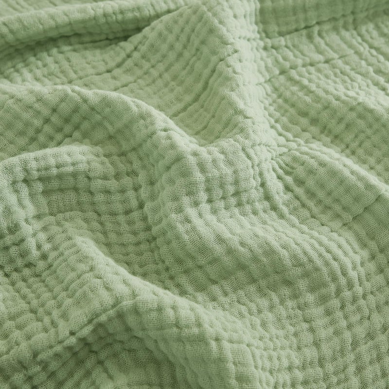 EMME Cotton Throw Blanket for Couch Soft Airy Muslin Bed Blankets Lightweight Breathable Blanket All Season Gauze Blanket, Sage Green - Image 1