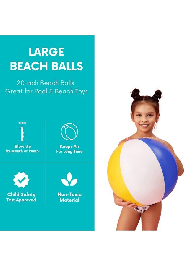 4E's Novelty Beach Balls 3 Pack 20" Inflatable For Kids Toys & Toddlers Pool Games Toy Classic Rainbow Color - Image 5