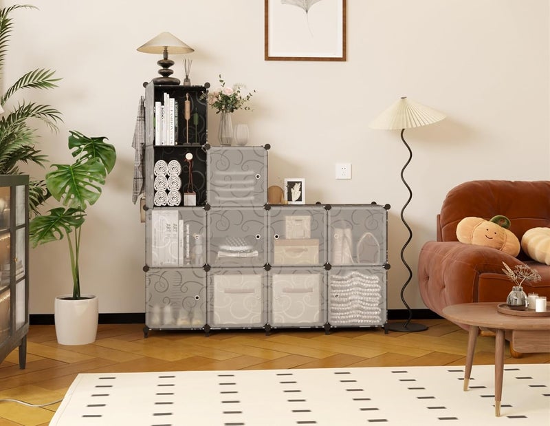 Hiware Portable Collapsible Wardrobe for Clothes Storage 𝟔 𝐒𝐡𝐞𝐥𝐟 & 𝟑 𝐃𝐨𝐨𝐫𝐬 – Cloth Organizer Cupboard/Multipurpose Storage/Closet for Bedroom/Living Room/Laundry Room (Gray) - Image 3