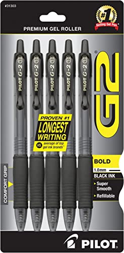 Pilot G2 Retractable Premium Gel Ink Roller Ball Pens Bold Point (Black, 10-Pack) - Image 4