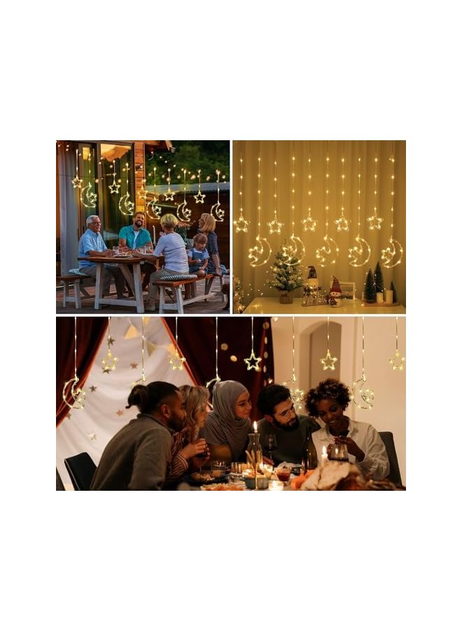 The Bros Star & Crescent Moon Curtain Lights with LED for Eid & Ramadan - Perfect for Home & Garden Decoration - Image 5