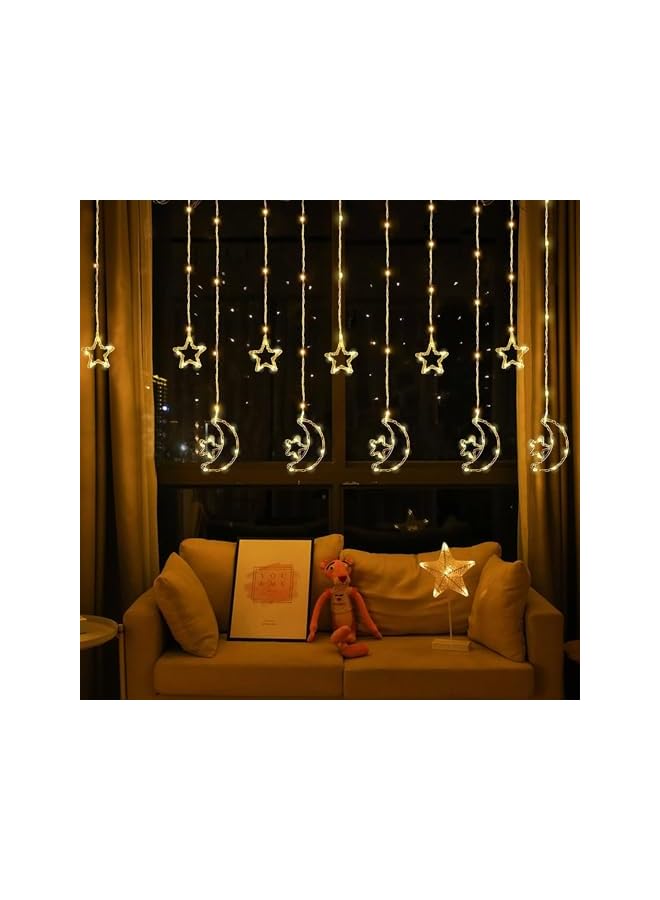 The Bros Star & Crescent Moon Curtain Lights with LED for Eid & Ramadan - Perfect for Home & Garden Decoration - Image 4