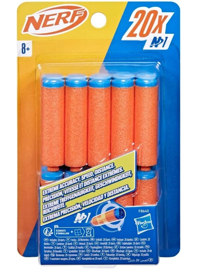 نيرف سهام Nerf N Series N1، تتضمن 20 سهمًا لإعادة التعبئة، متوافقة فقط مع مسدسات Nerf N Series، الألعاب الخارجية، للأعمار من 8 سنوات فما فوق