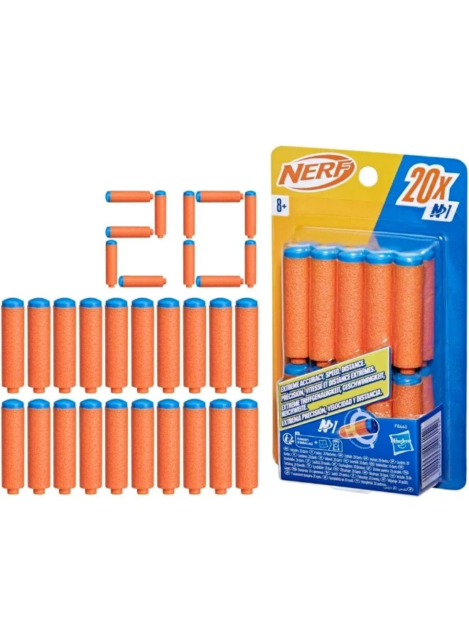 نيرف سهام Nerf N Series N1، تتضمن 20 سهمًا لإعادة التعبئة، متوافقة فقط مع مسدسات Nerf N Series، الألعاب الخارجية، للأعمار من 8 سنوات فما فوق