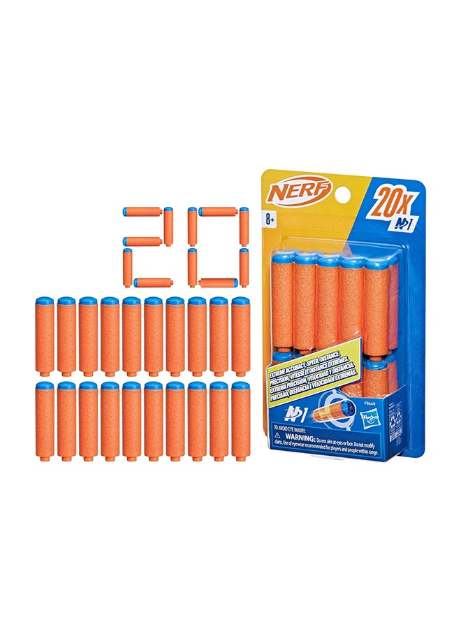 Nerf N Series N1 Darts, Includes 20 Refill Darts, Compatible Only with Nerf N Series Blasters, Outdoor Games, Ages 8+ 