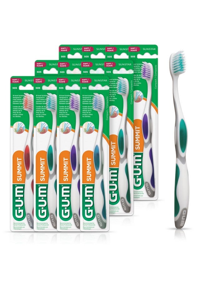 جم فرشاة أسنان GUM Summit+ الناعمة، شعيرات مدببة فائقة الدقة لإزالة البلاك بفعالية أكبر، فرشاة أسنان فائقة النعومة للبالغين، عبوة واحدة (12 فرشاة) - Image 1
