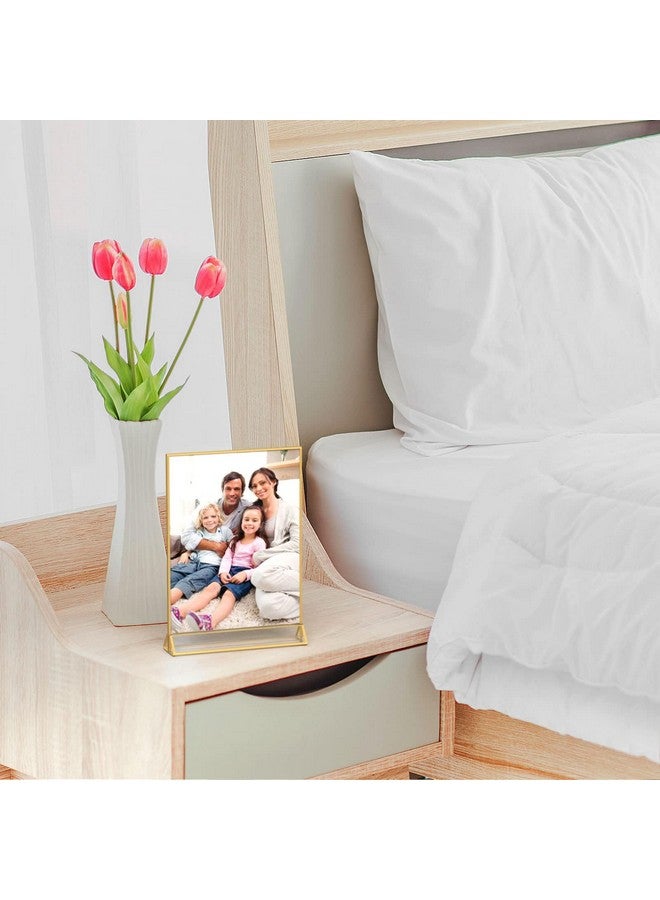 NIUBEE NIUBEE 6Pack 4 x 6 Clear Acrylic Sign Holder with Gold Borders and Vertical Stand, Double Sided Table Menu Holders Picture Frames for Wedding Table Numbers, Restaurant Signs, Photos and Art Display  - Image 5