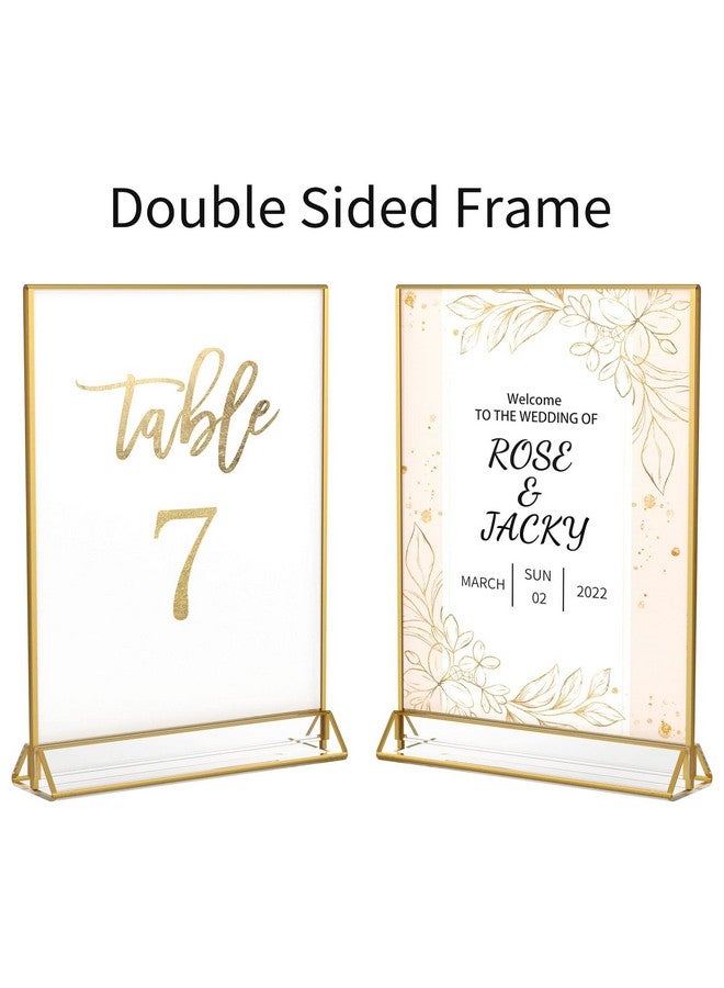 NIUBEE NIUBEE 6Pack 4 x 6 Clear Acrylic Sign Holder with Gold Borders and Vertical Stand, Double Sided Table Menu Holders Picture Frames for Wedding Table Numbers, Restaurant Signs, Photos and Art Display  - Image 4