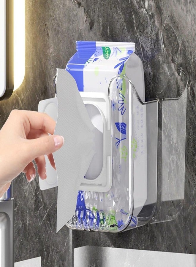 Lusebiy Kitchen Wipes Storage Box, 2024 New Non-slip Flushable Wipes Holder for Bathroom Toilet, Wall-Mounted Clear Wet Tissue Dispenser Container Box No Punching Refillable Keeps Baby Wipes Fresh Case - Image 4