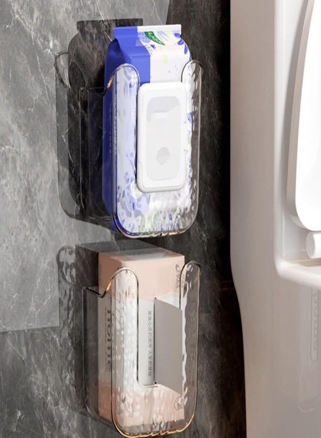 Lusebiy Kitchen Wipes Storage Box, 2024 New Non-slip Flushable Wipes Holder for Bathroom Toilet, Wall-Mounted Clear Wet Tissue Dispenser Container Box No Punching Refillable Keeps Baby Wipes Fresh Case - Image 3