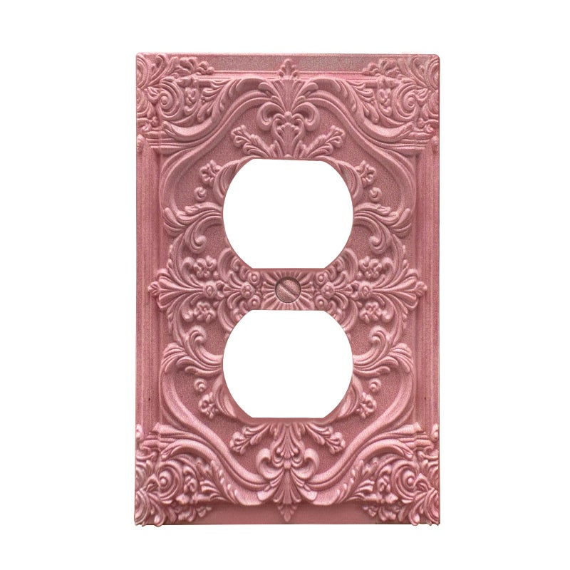 Spshian Decorative Outlet Covers Pink Flower Elegant 3D Floral Embossed 1 Gang Duplex Light Switch Cover Plate Unique Wall Plate Electrical Switch Plate Covers for Bedroom Home Decor - Image 1