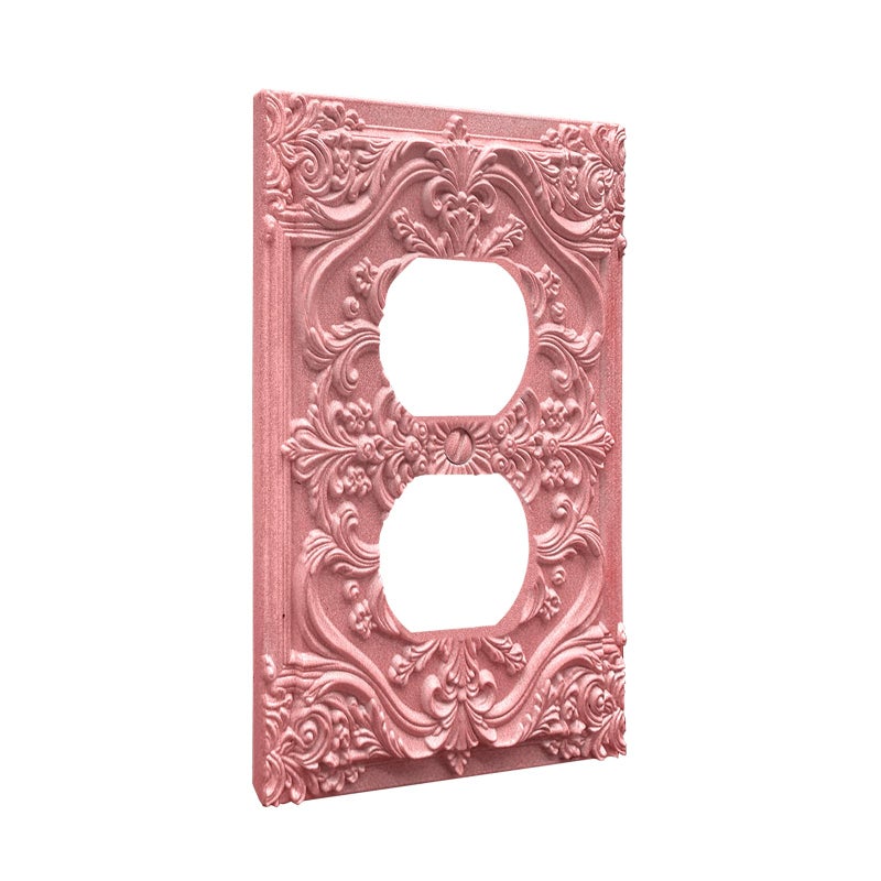 Spshian Decorative Outlet Covers Pink Flower Elegant 3D Floral Embossed 1 Gang Duplex Light Switch Cover Plate Unique Wall Plate Electrical Switch Plate Covers for Bedroom Home Decor - Image 2