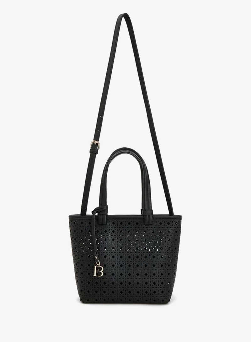 فلورا بيلا من شو إكسبرس Laser Cut Tote Double Handle Bag With Fb Hanging Charm