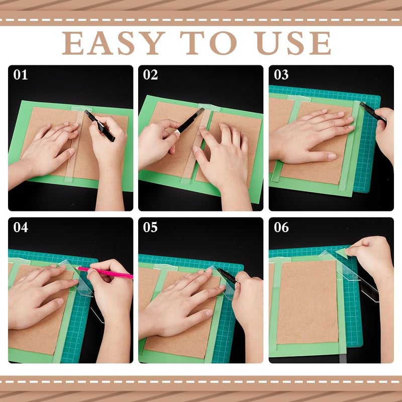 NBEADS 16 Pcs Book Cover Guide Acrylic Bookbinding Ruler Bookbinding Easy Scrapbooking Tool Book Cover Making Kit for Album Journal Planner Book Cover Making - Image 4