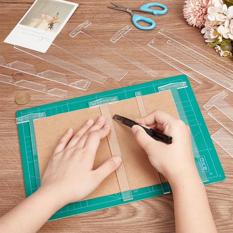 NBEADS 16 Pcs Book Cover Guide Acrylic Bookbinding Ruler Bookbinding Easy Scrapbooking Tool Book Cover Making Kit for Album Journal Planner Book Cover Making - Image 3