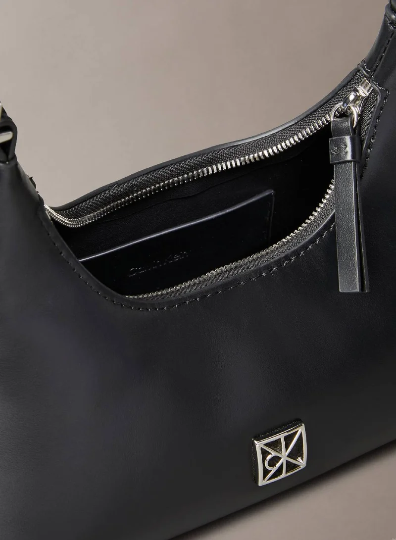 CALVIN KLEIN Monogram Logo Emblem Leather Small Shoulder Bag