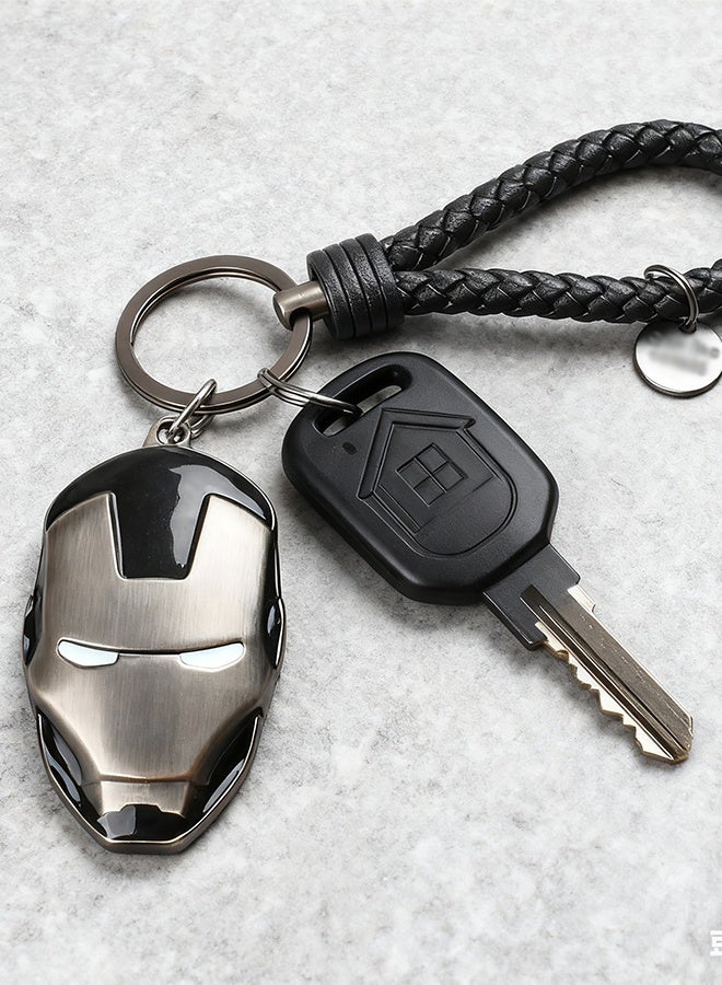 MARVEL Iron Man Mask Keychain Tungsten Steel & Leather Lanyard Durable Metal Key Ring Superhero Gift for Men Backpack Clip Accessory - Image 5