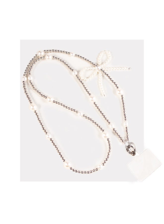 NIBEMINENT Phone Charm/ Chain Strap for Women Girls, Pearl Heart Cell Phone Case Lanyard Wrist Strap