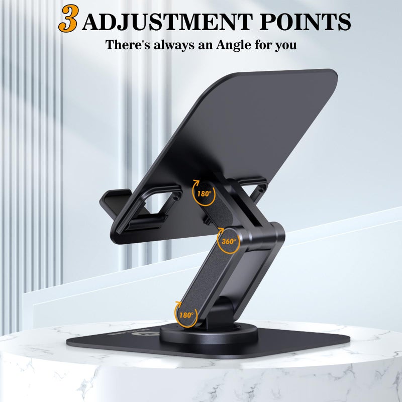 OCYCLONE iPad Stand, 360Â° Rotating Adjustable Foldable iPad Tablet Holder for Desk Compatible with 4" - 15.6" Tablet iPad Portable Monitor Stand, Black - Image 5