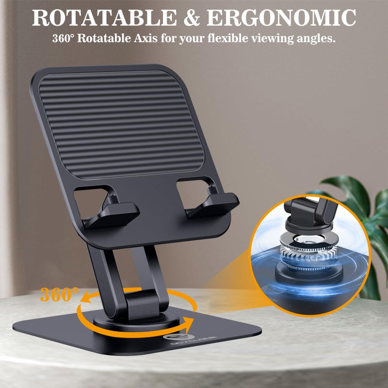 OCYCLONE iPad Stand, 360Â° Rotating Adjustable Foldable iPad Tablet Holder for Desk Compatible with 4" - 15.6" Tablet iPad Portable Monitor Stand, Black - Image 4